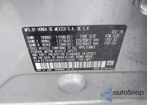 2019 Honda Hr-V Lx z USA, uszkodzony, nr VIN 3CZRU6H30KG719030